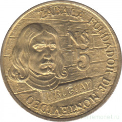 Монета. Уругвай. 5 песо 1976 год. 250 лет основанию Монтевидео.