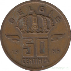 Монета. Бельгия. 50 сантимов 1966 год. BELGIE.