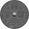 Монета. Бельгия. 25 сантимов 1944 год. BELGIE-BELGIQUE. рев.