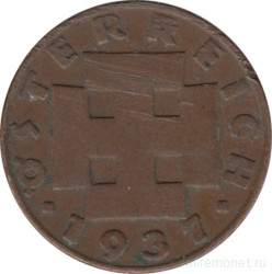 Монета. Австрия. 2 гроша 1937 год.