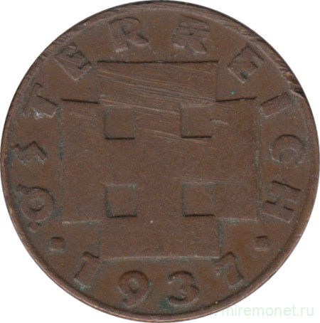 Монета. Австрия. 2 гроша 1937 год.