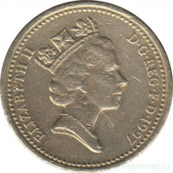 Монета. Великобритания. 1 фунт 1997 год.