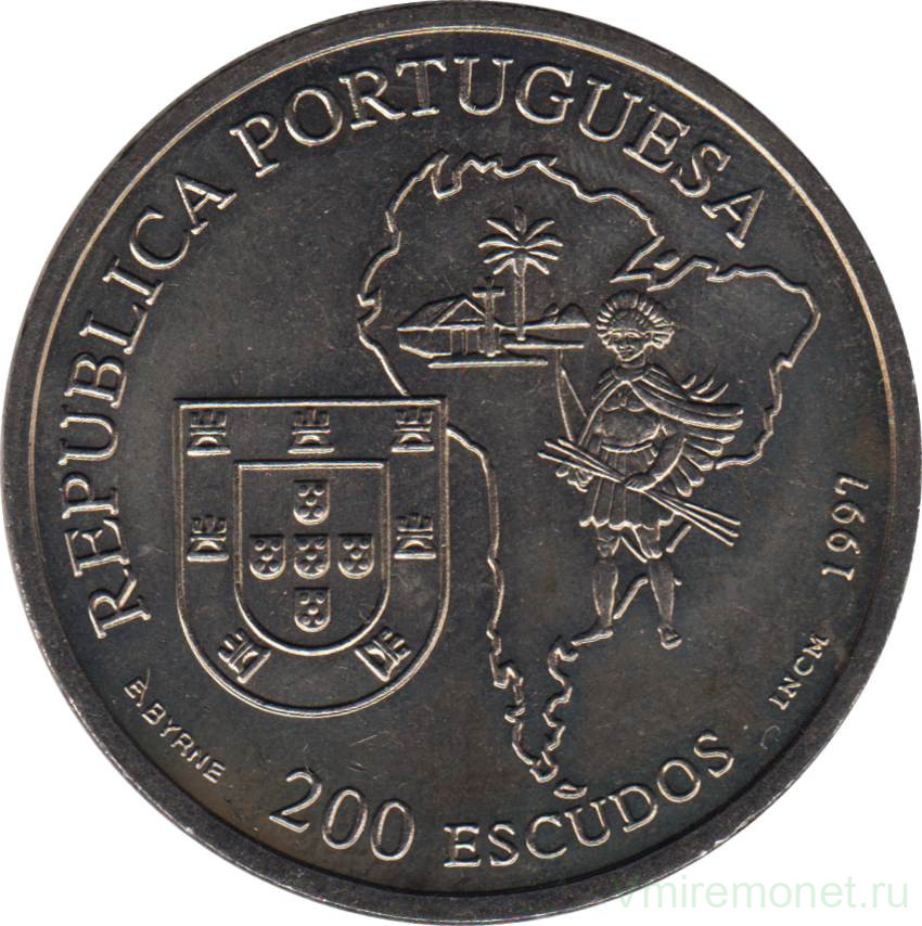 Эскудо 1997. Жозе ди Аншиета. 200 Эскудо Хосе де Анчьета. Эскудо монета. Памятник Жозе ди Аншиета.