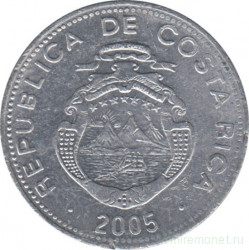 Монета. Коста-Рика. 5 колонов 2005 год.