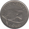 Монета. Бермудские острова. 5 центов 1990 год. ав.