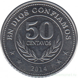 Монета. Никарагуа. 50 сентаво 2014 год.