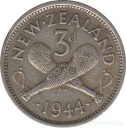 Монета. Новая Зеландия. 3 пенса 1944 год.