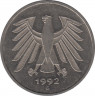 Монета. ФРГ. 5 марок 1992 год. Монетный двор - Карлсруэ (G). ав.
