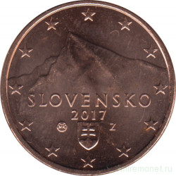 Монета. Словакия. 5 центов 2017 год.