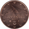 Монета. Словакия. 5 центов 2017 год. ав.