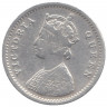 Монета. Британская Индия. 2 анны 1874 год.