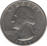 Монета. США. 25 центов 1991 год. Монетный двор - Филадельфия (P).  ав.