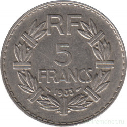 Монета. Франция. 5 франков 1933 год.