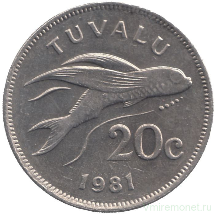 Монета. Тувалу 20 центов 1981 год. 
