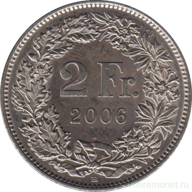 Монета. Швейцария. 2 франка 2006 год.
