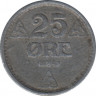 Монета. Норвегия. 25 эре 1945 год. ав.