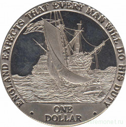 Монета. Острова Кука. 1 доллар 2007 год. Англия ожидает, что каждый выполнит свой долг. Трафальгарская битва.