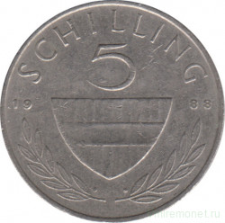 Монета. Австрия. 5 шиллингов 1988 год.