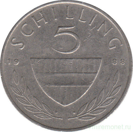Монета. Австрия. 5 шиллингов 1988 год.