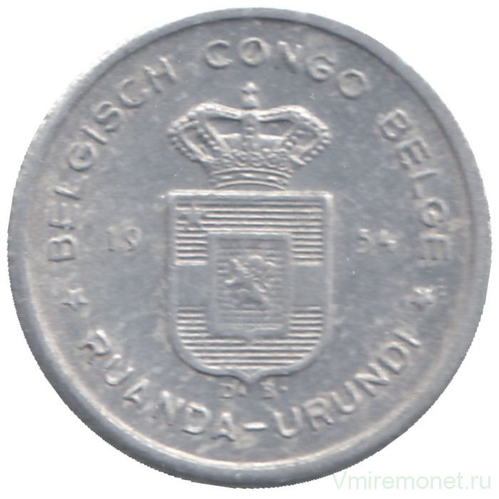 Монета. Бельгийское Конго (Руанда-Урунди). 50 сантимов 1954 год.