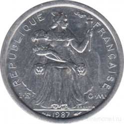 Монета. Французская Полинезия. 1 франк 1987 год.