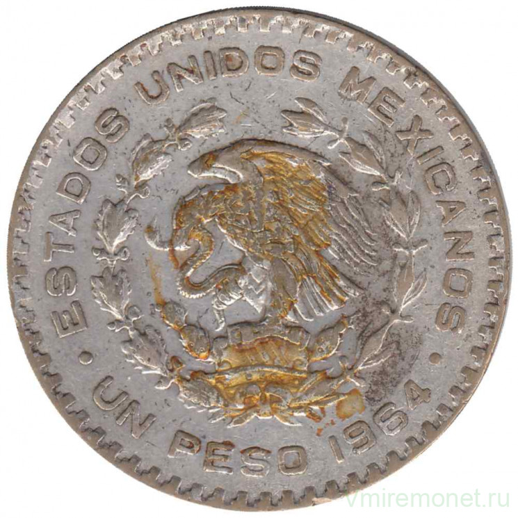 Монета. Мексика. 1 песо 1964 год.  