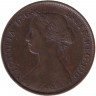 Монета. Великобритания. 1/2 пенни 1861 год.