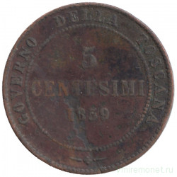 Монета. Италия. Тоскана. 5 чентезимо 1859 год. 