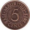 Монета. Маврикий. 5 центов 2012 год. ав.