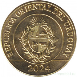 Монета. Уругвай. 5 песо 2024 год.