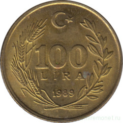 Монета. Турция. 100 лир 1989 год.