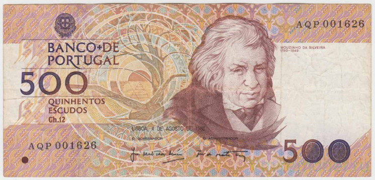 Банкнота. Португалия. 500 эскудо 1988 год. Тип 180b (4).