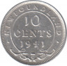 Монета. Ньюфаундленд. 10 центов 1941 год. ав.