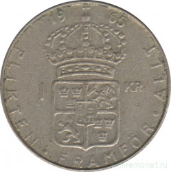 Монета. Швеция. 1 крона 1965 год.