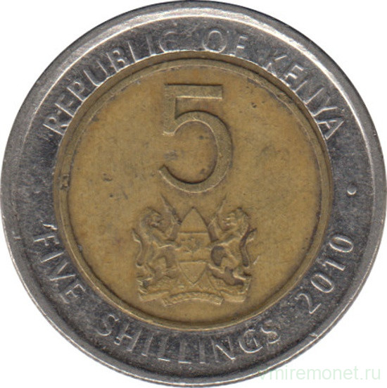 Монета. Кения. 5 шиллингов 2010 год.