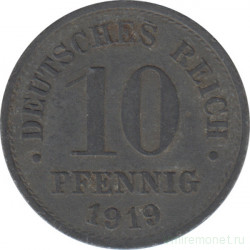 Монета. Германия (Германская империя 1871-1922). 10 пфеннигов 1919 год. Немагнитная.
