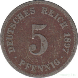 Монета. Германия (Германская империя 1871-1922). 5 пфеннигов 1897 год. (A).