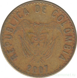 Монета. Колумбия. 100 песо 2007 год.