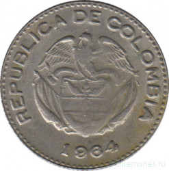 Монета. Колумбия. 10 сентаво 1964 год.