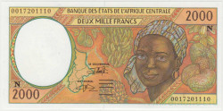 Банкнота. Экономическое сообщество стран Центральной Африки (ВЕАС). Экваториальная Гвинея. 2000 франков 2000 год. (N). Тип 503Ng.
