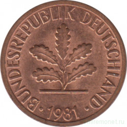 Монета. ФРГ. 1 пфенниг 1981 год. Монетный двор - Мюнхен (D).