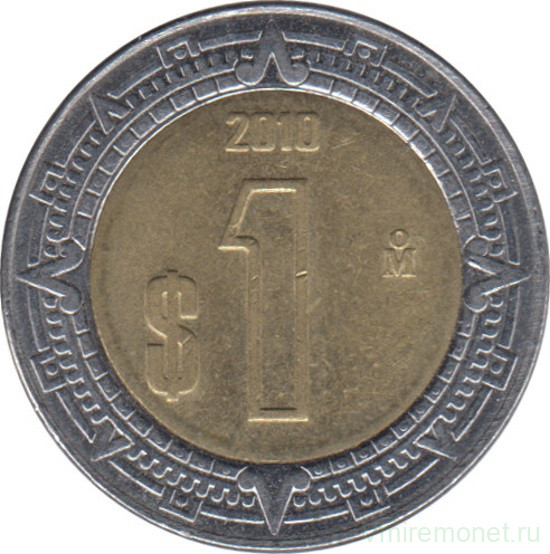 Монета. Мексика. 1 песо 2010 год.