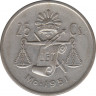 Монета. Мексика. 25 сентаво 1951 год. ав.