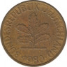  Монета. ФРГ. 10 пфеннигов 1980 год. Монетный двор - Штутгарт (F). ав.