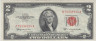 Банкнота. США. 2 доллара 1953 год. Красная печать. C. Тип 380c. ав.