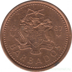 Монета. Барбадос. 1 цент 1987 год.