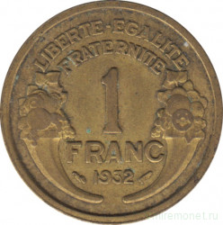 Монета. Франция. 1 франк 1932 год.