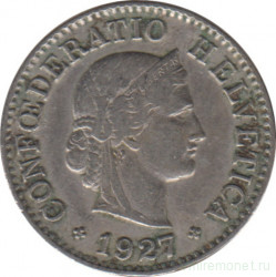 Монета. Швейцария. 5 раппенов 1927 год.
