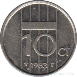 Монета. Нидерланды. 10 центов 1983 год.