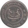 Монета. Сингапур. 10 центов 2007 год. ав.